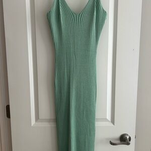 Fashion Nova Mint Green Ribbed Midi Dress